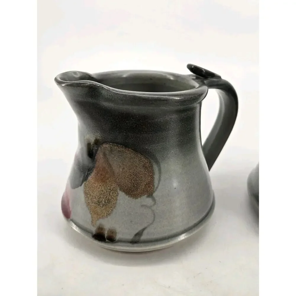 Vintage 80s Carson Studio Pottery Abstract Art Creamer And Sugar Set